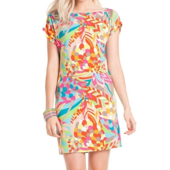 Trina Turk Arena Jersey Dress Neon Colors Size Small - Picture 1 of 7
